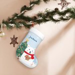 Personalizado lindo calcetín de Navidad con Santa muñeco de nieve elfo alce oso polar pingüino y el nombre del árbol de Navidad decoración de regalo p