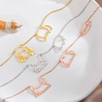 Personalized 2-4 Dog Ears Necklace with Name Birthday for Dog Mom Pet Lover