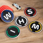 Personalized Round Letter Tire Coasters and Coaster Holder Home Accessory Birthday Christmas Gift for Friends Family Set of 5