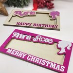 Personalized Retro Pink Doll Pink Wooden Money Holder Envelope Cash Card with Name Funny Christmas Birthday Money Gift for Girl Daughter Friend