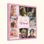 Personalized Multicolor Kid Photo Portrait Collage Canvas Painting Wall Decor with Text Birthday Christmas Gift for Family Parents Grandparents