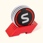 Personalized Round Letter Tire Coasters and Coaster Holder Home Accessory Birthday Christmas Gift for Friends Family Set of 5