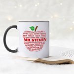 Personalized Apple Pattern Ceramic Mug with Name and Text Teacher Appreciation Christmas Gift for Teacher