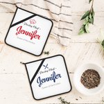 Juego de 2 agarraderas aislantes personalizadas Head Chef con texto Decoración de cocina Regalo de cumpleaños y Navidad para cocinero Chef amante de l