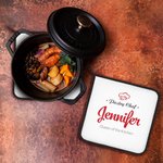 Juego de 2 agarraderas aislantes personalizadas Head Chef con texto Decoración de cocina Regalo de cumpleaños y Navidad para cocinero Chef amante de l