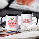 Personalized Apple Pattern Ceramic Mug with Name and Text Teacher Appreciation Christmas Gift for Teacher