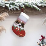 Bas de Noël Personnalisé avec Photo et Nom de l'Animal Ornement Suspendu Décoration de Sapin Cadeau Noël pour Famille Amoureux d'Animal de Compagnie