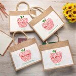 Sac cabas en jute personnalisé avec nom et texte Noël Thanksgiving Day Gift for Teacher