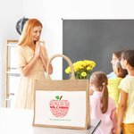 Sac cabas en jute personnalisé avec nom et texte Noël Thanksgiving Day Gift for Teacher