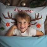 Cojín Personalizado de Doble Cara Funda de Almohada con Gorro de Papá Noel Sombrero de Elfo Cornamenta de Navidad Decoración del Hogar Regalo para Niñ