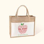 Sac cabas en jute personnalisé avec nom et texte Noël Thanksgiving Day Gift for Teacher