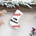 Chausette Blanche en Base-ball Personnalisée avec Nom et Numéro Décoration de l'Arbre de Noël Cadeau pour Ami Amateur de Sport