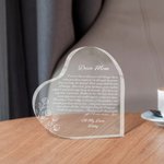 Personalised Dear Mom Acrylic Heart Plaque Warm Message Mother's Day Christmas Desk Home Decor for Mother Grandma