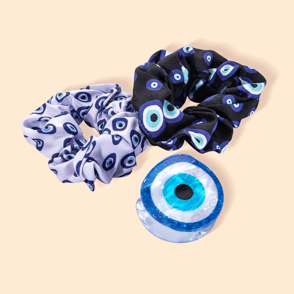 Big Evil Eye Nazar Hair Claw Clip & Hair Ties Set