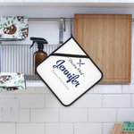 Juego de 2 agarraderas aislantes personalizadas Head Chef con texto Decoración de cocina Regalo de cumpleaños y Navidad para cocinero Chef amante de l
