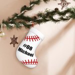 Chausette Blanche en Base-ball Personnalisée avec Nom et Numéro Décoration de l'Arbre de Noël Cadeau pour Ami Amateur de Sport