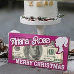 Personalized Retro Pink Doll Pink Wooden Money Holder Envelope Cash Card with Name Funny Christmas Birthday Money Gift for Girl Daughter Friend
