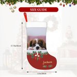 Bas de Noël Personnalisé avec Photo et Nom de l'Animal Ornement Suspendu Décoration de Sapin Cadeau Noël pour Famille Amoureux d'Animal de Compagnie
