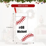 Chausette Blanche en Base-ball Personnalisée avec Nom et Numéro Décoration de l'Arbre de Noël Cadeau pour Ami Amateur de Sport