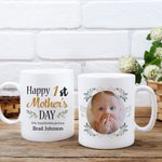 Personalised Happy 1st Mother's Day Ceramic Mug with Name and Photo Christmas Mother's Day Gift for Women