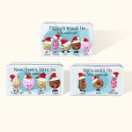 Personalised 1-8 Cartoon Biscuit Wafer Santa Hat Food Grade Metal Biscuit Tin with Name and Text Birthday Christmas Gift for Family Biscuit Lover