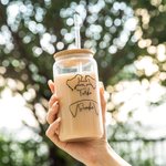 Bouteille en Verre Personnalisée avec Dessin de Contour de Chien Verre avec Couvercle en Bambou et Paille Cadeau Anniversaire pour Maman Papa