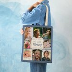 Personalisierte Unsere kleinen Segnungen Foto Collage Canvas Tote Bag mit Text Geburtstag Weihnachten Geschenk für Familie Freunde