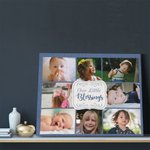 Personalized Multicolor Kid Photo Portrait Collage Canvas Painting Wall Decor with Text Birthday Christmas Gift for Family Parents Grandparents