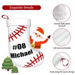 Chausette Blanche en Base-ball Personnalisée avec Nom et Numéro Décoration de l'Arbre de Noël Cadeau pour Ami Amateur de Sport