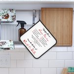 Personalisierte Rezept für eine glückliche Ehe Isolierung Topflappen 2er Set mit Namen Küche Dekoration Weihnachten Hochzeit Geschenk für Paar Familie