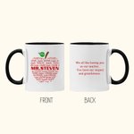 Personalized Apple Pattern Ceramic Mug with Name and Text Teacher Appreciation Christmas Gift for Teacher