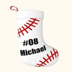 Chausette Blanche en Base-ball Personnalisée avec Nom et Numéro Décoration de l'Arbre de Noël Cadeau pour Ami Amateur de Sport