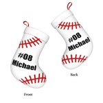 Chausette Blanche en Base-ball Personnalisée avec Nom et Numéro Décoration de l'Arbre de Noël Cadeau pour Ami Amateur de Sport
