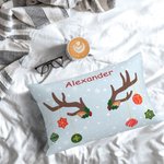 Cojín Personalizado de Doble Cara Funda de Almohada con Gorro de Papá Noel Sombrero de Elfo Cornamenta de Navidad Decoración del Hogar Regalo para Niñ