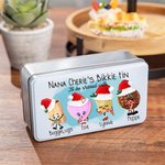 Personalised 1-8 Cartoon Biscuit Wafer Santa Hat Food Grade Metal Biscuit Tin with Name and Text Birthday Christmas Gift for Family Biscuit Lover