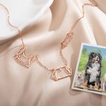 Personalized 2-4 Dog Ears Necklace with Name Birthday for Dog Mom Pet Lover