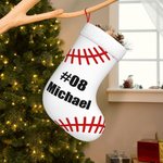 Chausette Blanche en Base-ball Personnalisée avec Nom et Numéro Décoration de l'Arbre de Noël Cadeau pour Ami Amateur de Sport