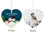 Personalized Photo Ceramic Christmas Heart Snowman Ornament Christmas Tree Decor Wedding Christmas Gift for Couples Newlywed