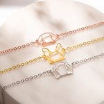 Bracelet Personnalisé avec Silhouette Oreilles de Chien et Nom Cadeau pour Maman Amoureux d'Animaux de Compagnie