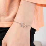 Bracelet Personnalisé avec Silhouette Oreilles de Chien et Nom Cadeau pour Maman Amoureux d'Animaux de Compagnie