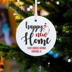 Personalized Happy New Home Ceramic Christmas Ornament Double-Sided Christmas Hanging Decoration Housewarming Gift for Friends Family