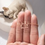 Bracelet Personnalisé avec Silhouette Oreilles de Chien et Nom Cadeau pour Maman Amoureux d'Animaux de Compagnie