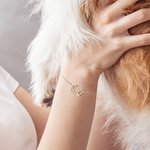 Bracelet Personnalisé avec Silhouette Oreilles de Chien et Nom Cadeau pour Maman Amoureux d'Animaux de Compagnie