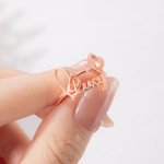 Bague Forme Oreilles de Chien Anneau Personnalisé avec Nom Gravé Cadeau pour Maman Amateur d'Animaux