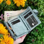 Personalized Tri-Fold Butterfly Birth Flower Leather Wallet with Coin Holder Birthday Christmas Gift for Woman