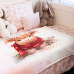 Bebé personalizado Highland vaca con sombrero de Navidad Manta de franela Regalo de cumpleaños de Navidad para Highland Cow Lover