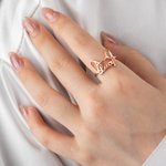 Bague Forme Oreilles de Chien Anneau Personnalisé avec Nom Gravé Cadeau pour Maman Amateur d'Animaux