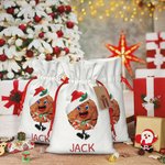 Henkilökohtainen Cookie poika tyttö lahja laukku nimi Canvas kiristysnauha laukku joululahja kääri kanssa roikkuu Tag Holiday Party lahja perheelle Co