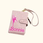 Portafoglio in pelle personalizzato Tri-Fold rosa Ballet Girl con portamonete Regalo di Natale di compleanno per donna
