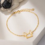 Bracelet Personnalisé avec Silhouette Oreilles de Chien et Nom Cadeau pour Maman Amoureux d'Animaux de Compagnie